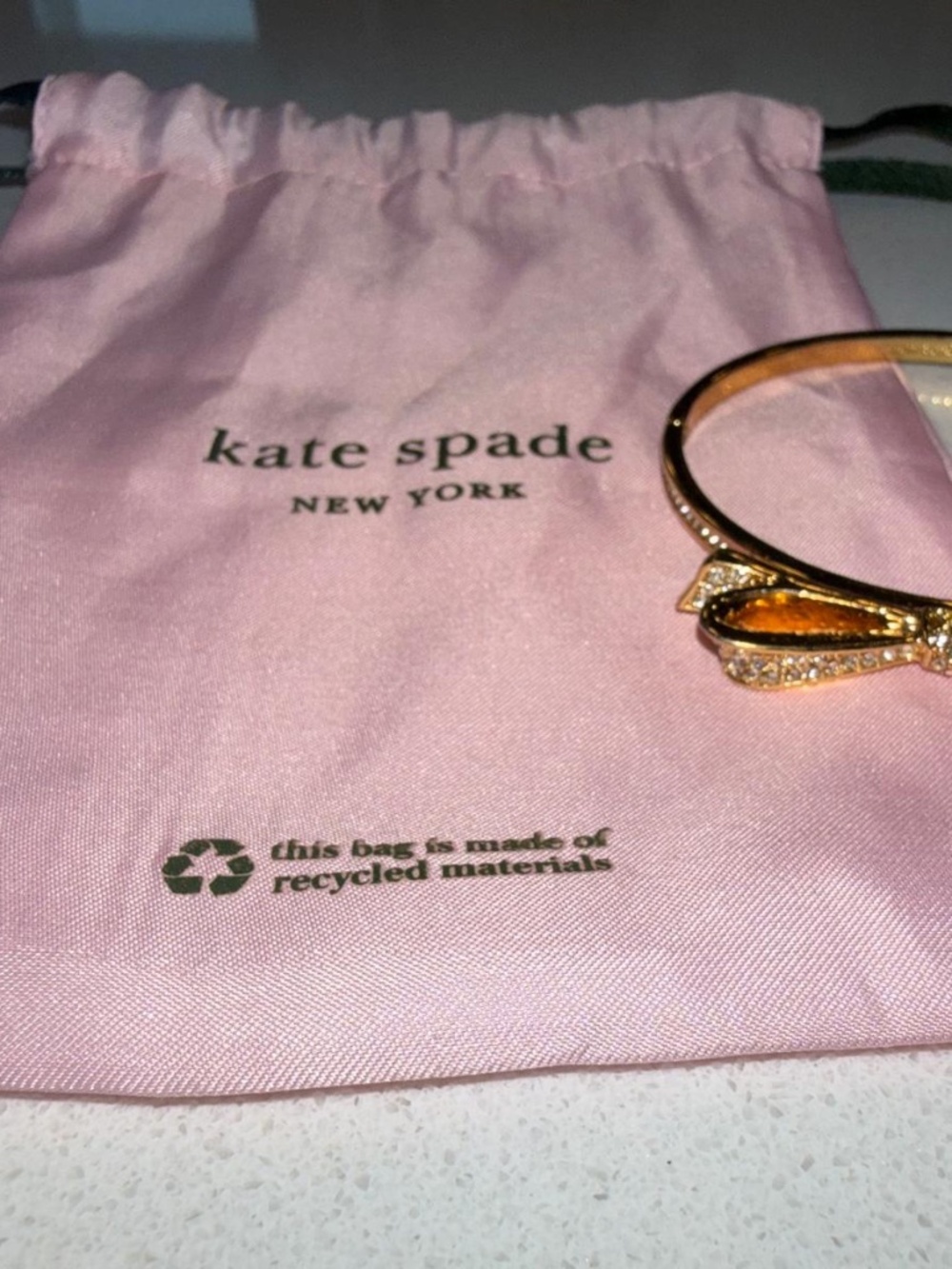 Kate Spade Gold Plated Love Notes Hinged Bangle Bracelet Locking Clasp with bag - Picture 1 of 7